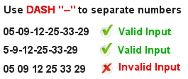 Florida Powerball Win Checker Sample Input